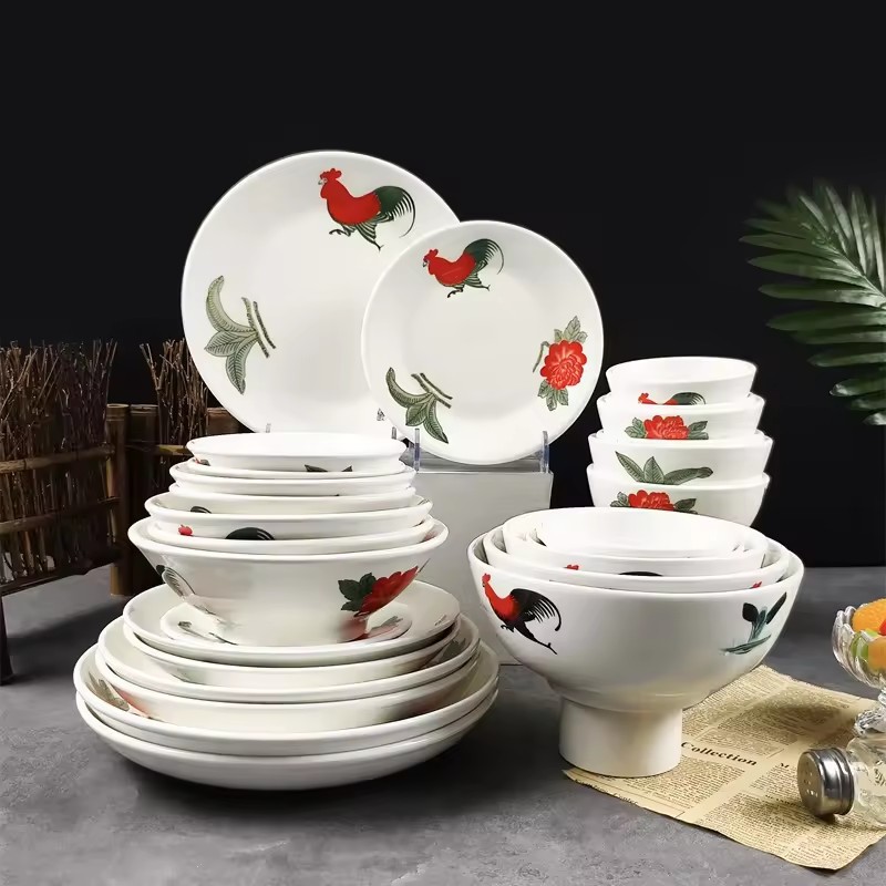 Cock Decal Ceramic Dinnerware