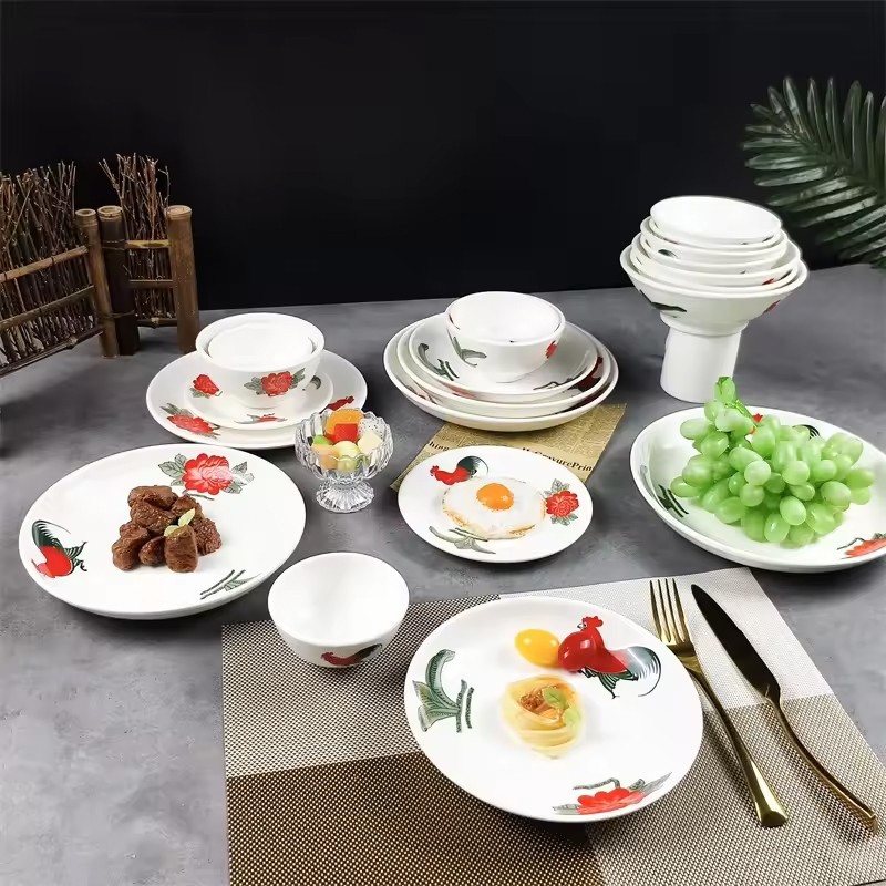 Cock Decal Ceramic Dinnerware