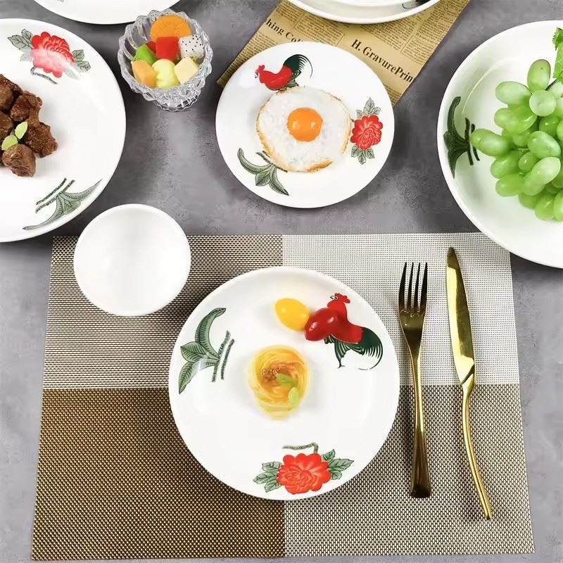 Cock Decal Ceramic Dinnerware