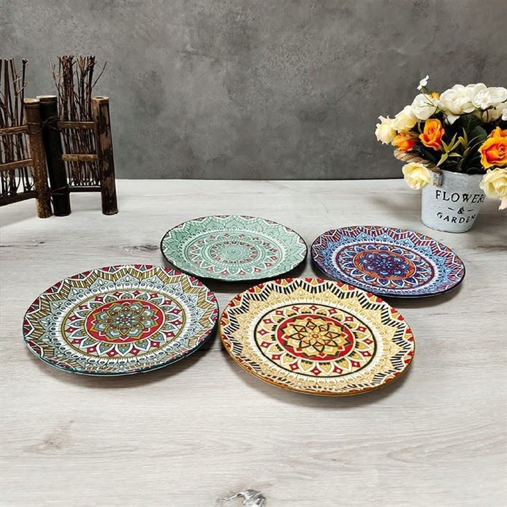 Custom Designed Floral Ceramic Decal Plate Wholesale