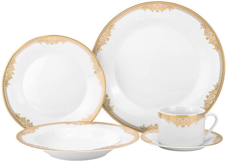 Dinnerware Set Luxury Gold Rim Hotel Plates
