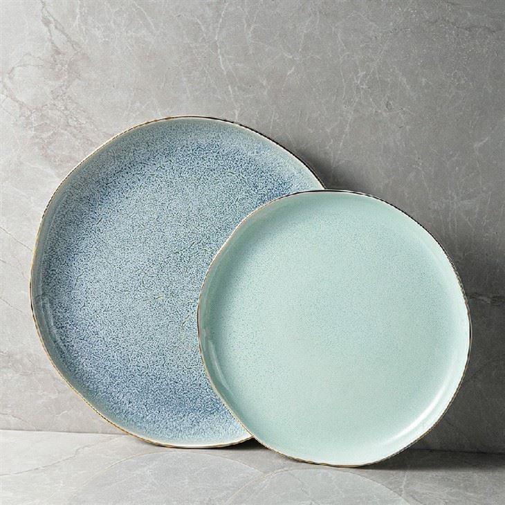 Nordic Ceramic Gold Rim Pink Dinner Plate