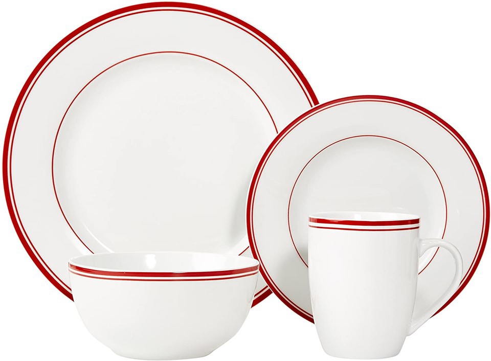 Set de tacâmuri cu dungi roșii